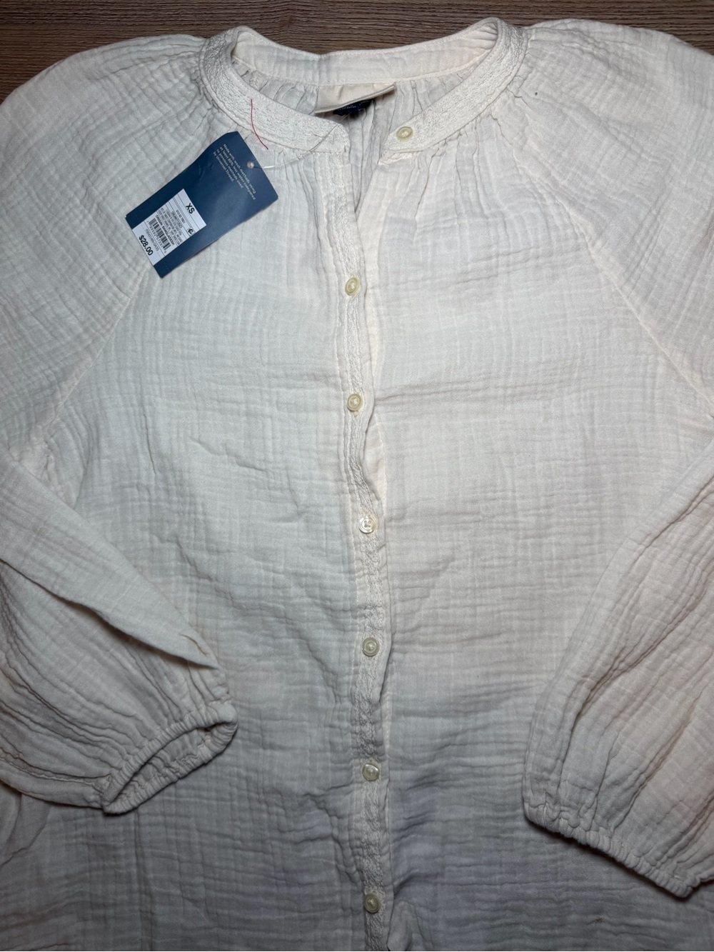 Universal Thread Cream Button-Front Gauze Top - Picture 4 of 4
